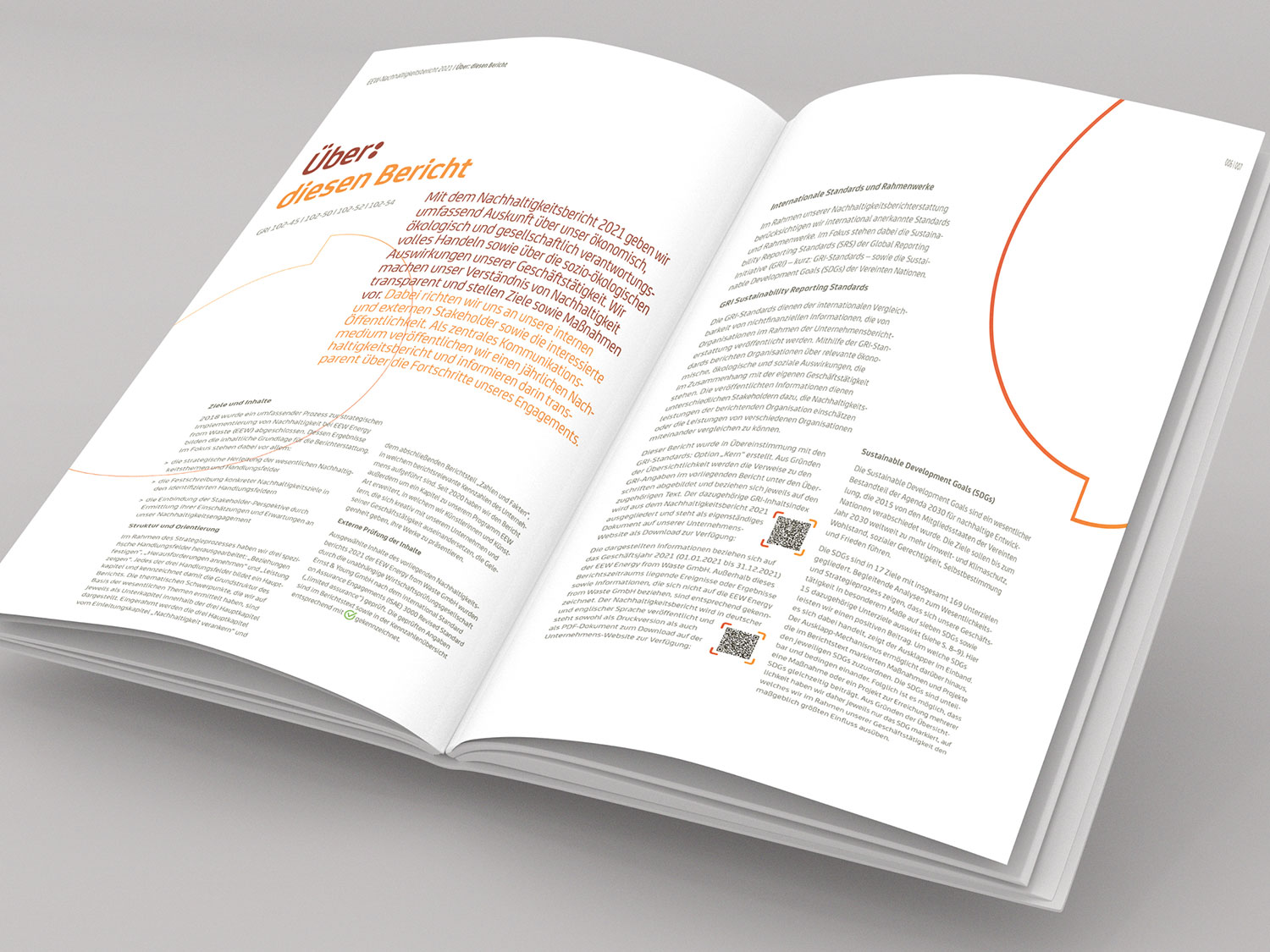 Beispielhafte Seiten aus dem EEW-Nachhaltigkeitsbericht