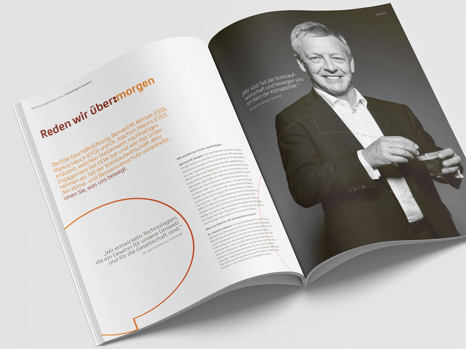 Beispielhafte Seiten aus dem EEW-Nachhaltigkeitsbericht