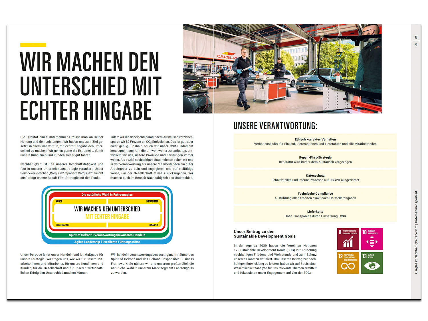 Seiten aus dem Carglass Nachhaltigkeitsbericht 2024